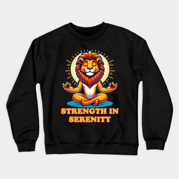 Zen Lion: Strength in Serenity Pose Crewneck Sweatshirt by vk09design